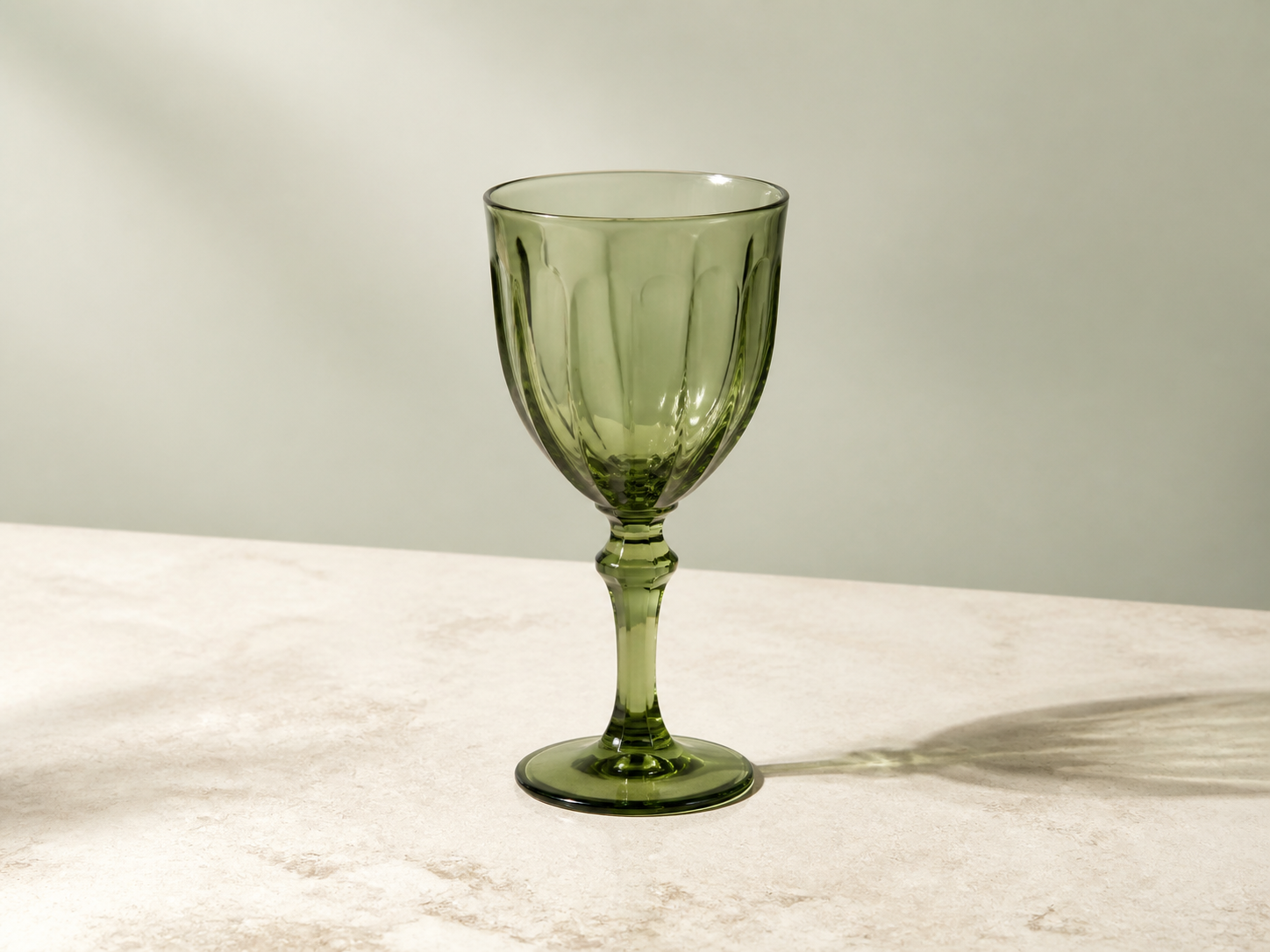 Vintage green colored glass goblet for wholesale tableware collections