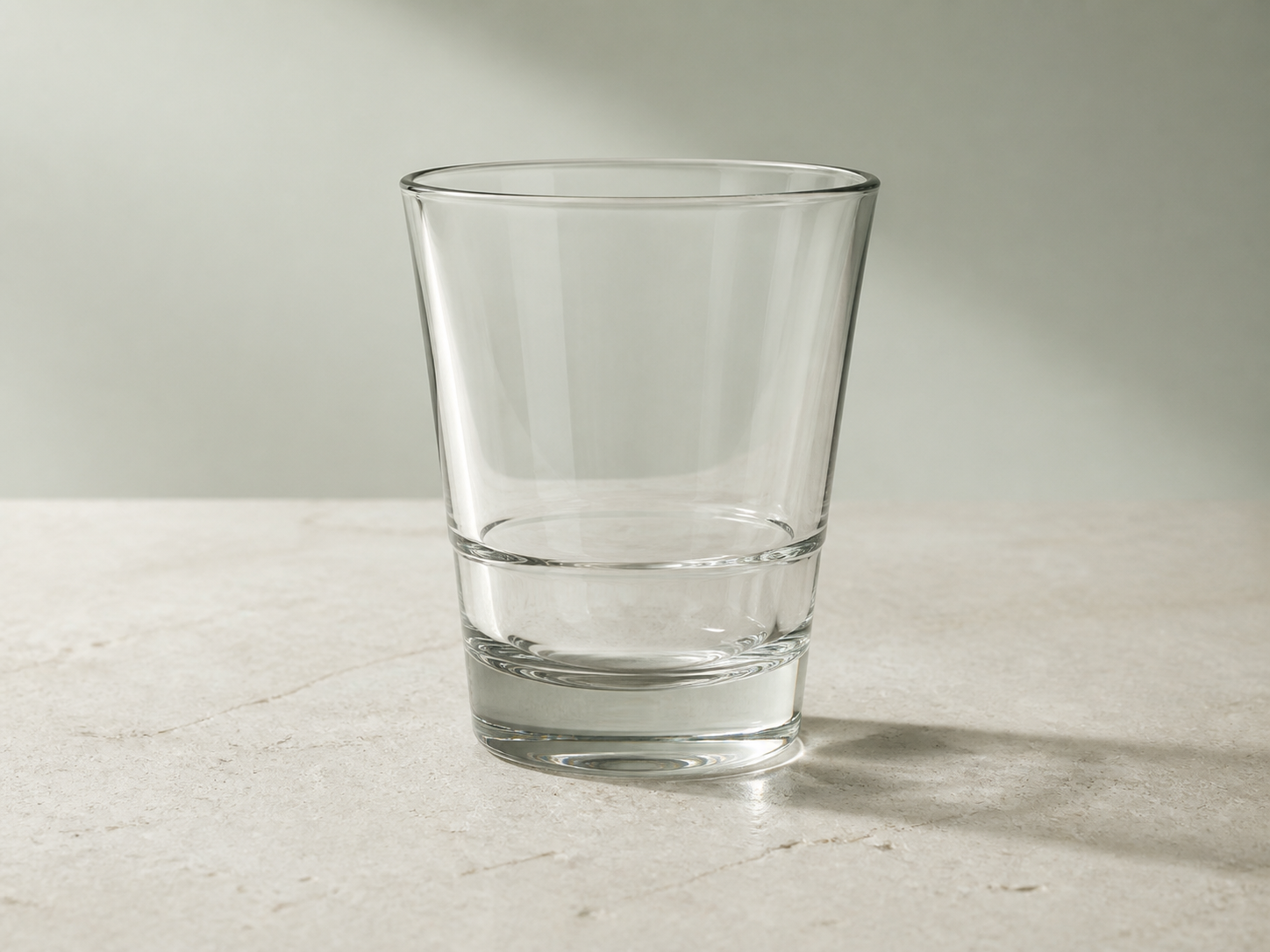 Clear stackable drinking glass for restaurant and hospitality sourcing